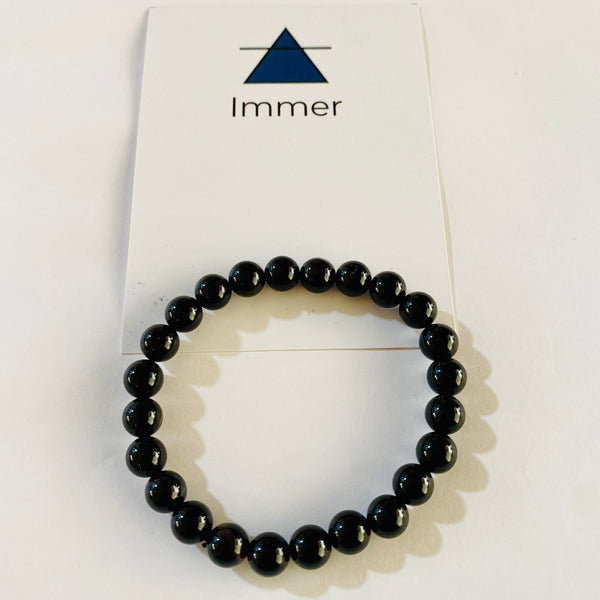 Original Black Agate Bracelet with 8MM Beads for Men & Women | Natural Grounding Stone with Authenticity Certificate
