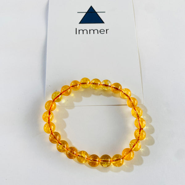 Original Yellow Citrine Bracelet with 8 MM Beads for Men and Women - Natural Energised Bead Stone Crystal Bracelet with Authenticity Certificate