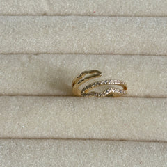 Wave Sparkling Band Ring for women – Anti-Tarnish, Adjustable, Everyday Elegance