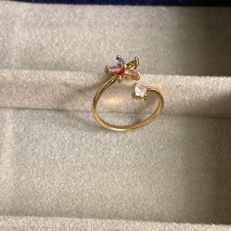 Multicolour Floral Ring for Women | Adjustable Gold-Plated Anti-Tarnish Ring by Immer