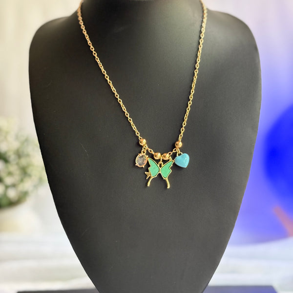 Blue Butterfly Pendant Necklace | 18K Gold Plated, Waterproof & Anti-Tarnish