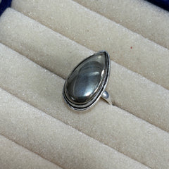 Pyrite Ring – Bold Polished Silver-Tone Statement Adjustable Ring for Men