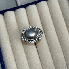 Pyrite Ring – Bold Polished Silver-Tone Statement Adjustable Ring for Women