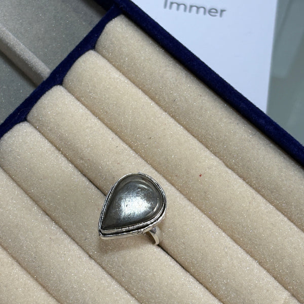 Pyrite Ring – Bold Polished Silver-Tone Statement Adjustable Ring for Men