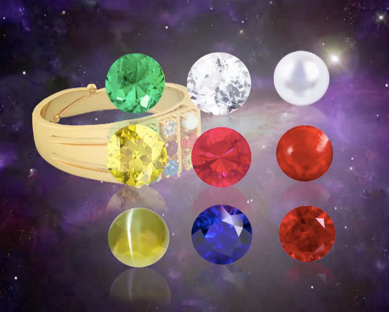 Navratna Ring for Men in Brass | 18K Gold Plated with Original 9 Gemstones | Adjustable Traditional Statement Ring with purpose