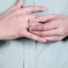 Navratna Ring for Men in Brass | 18K Gold Plated with Original 9 Gemstones | Adjustable Traditional Statement Ring with purpose