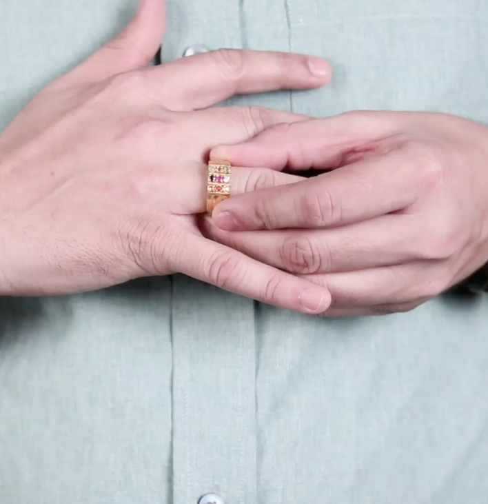 Navratna Ring for Men in Brass | 18K Gold Plated with Original 9 Gemstones | Adjustable Traditional Statement Ring with purpose