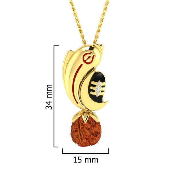 immer Ganesha shiv ling rudraksha 925 sterling silver gold plated pendant