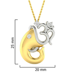 immer Ganesh om pendant 925 sterling silver in gold plating