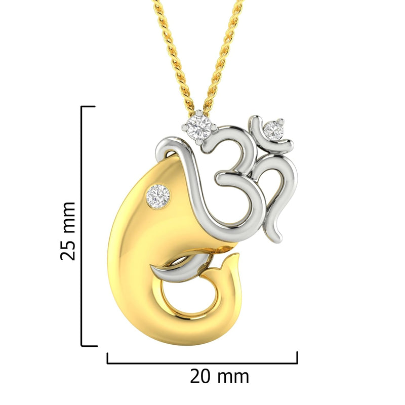 immer Ganesh om pendant 925 sterling silver in gold plating