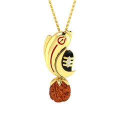 immer Ganesha shiv ling rudraksha 925 sterling silver gold plated pendant