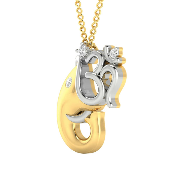 immer Ganesh om pendant 925 sterling silver in gold plating