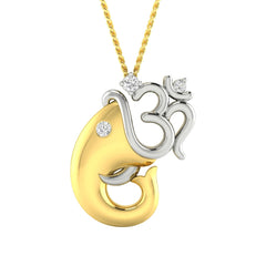 immer Ganesh om pendant 925 sterling silver in gold plating