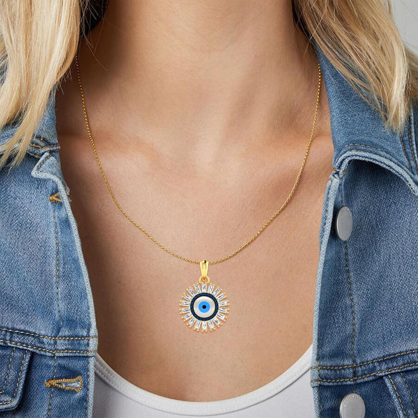 immer Evil eye floral design pendant in gold plating