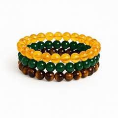 Gemstone Bracelet Combo for Men & Women - Citrine, Green Jade & Tiger Eye - DESTINY CHANGER COMBO