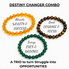 Gemstone Bracelet Combo for Men & Women - Citrine, Green Jade & Tiger Eye - DESTINY CHANGER COMBO