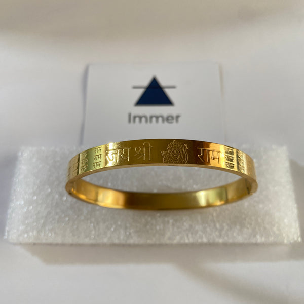 Jai Shree Ram Kada for men Bracelets | Bracelet for Boys Gold,Kada | Waterproof, Anti-tarnish Bracelet golden, Rust-free, Skin friendly | 8 mm Bracelets for Men