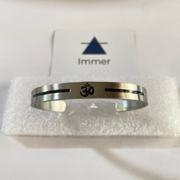 Men’s OM Engraved Cuff Bracelet – Matte Stainless Steel | Open Adjustable Kada