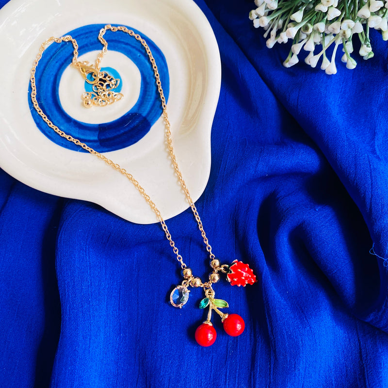 Cherry Pop Pendant Necklace | 18K Gold Plated, Waterproof & Anti-Tarnish
