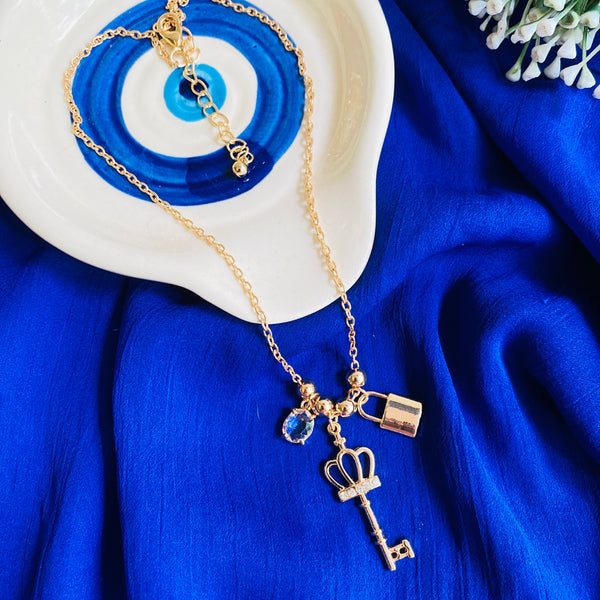 Lock & Key Pendant Necklace | 18K Gold Plated, Anti-Tarnish & Waterproof