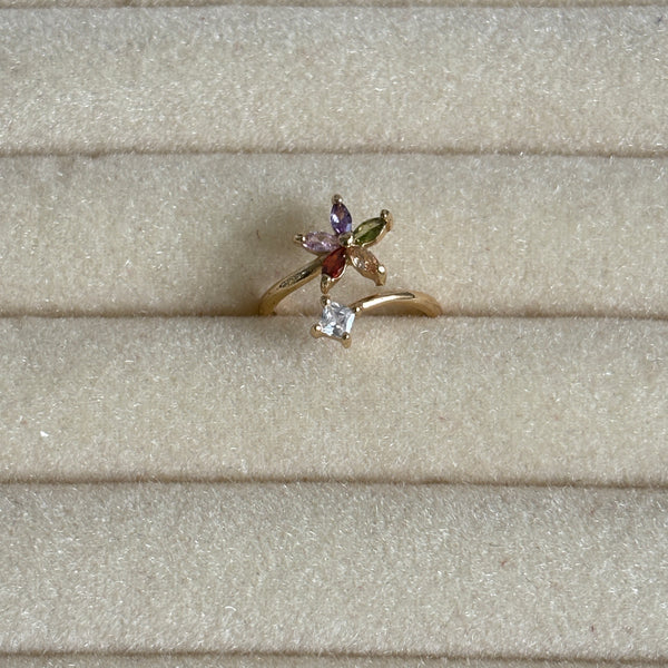 Multicolour Floral Ring for Women | Adjustable Gold-Plated Anti-Tarnish Ring by Immer