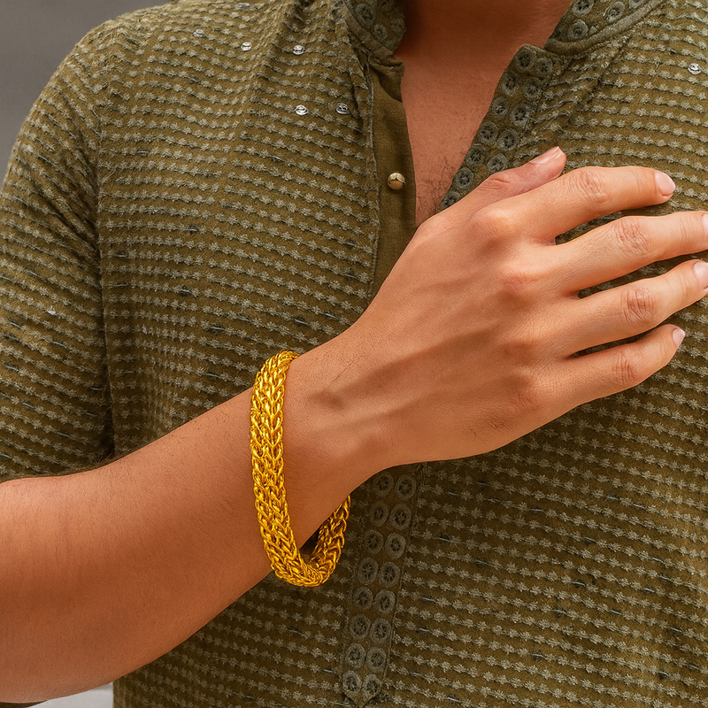 CUBAN Bracelet  for men - 2 Line  |Stainless Steel, Anti-Tarnish Jewellery in 18K Gold Plating