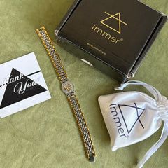 Dual Tone OM Bracelet for Men in 18K Gold Plated Stainless Steel & Silver Tone | Engraved Om Symbol Bracelet with Adjustable strap