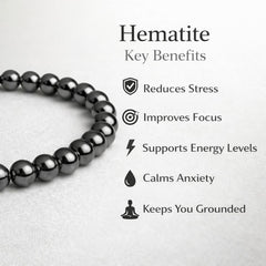 Hematite Natural Stone Bracelet for Men & Women with Authenticity certificate
