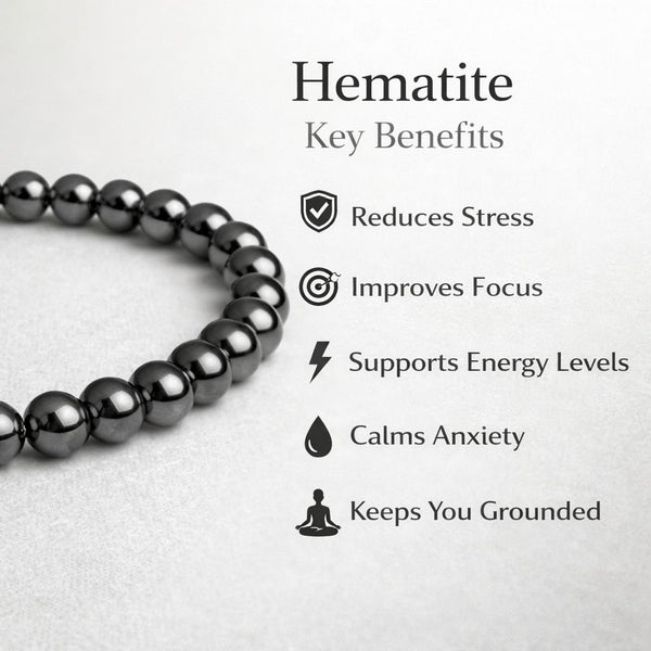 Hematite Natural Stone Bracelet for Men & Women with Authenticity certificate