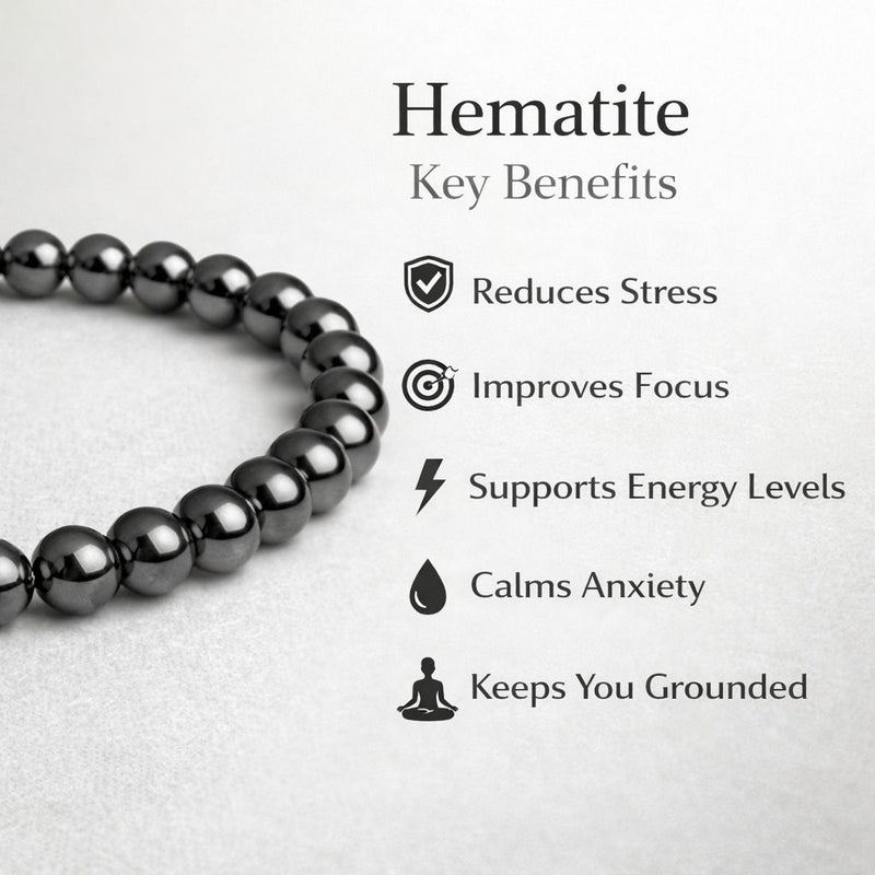 Hematite Natural Stone Bracelet for Men & Women with Authenticity certificate