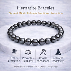 Hematite Natural Stone Bracelet for Men & Women with Authenticity certificate