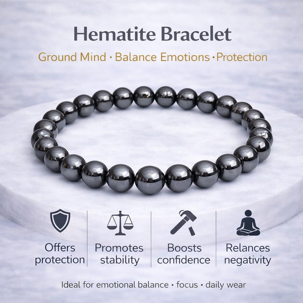 Hematite Natural Stone Bracelet for Men & Women with Authenticity certificate