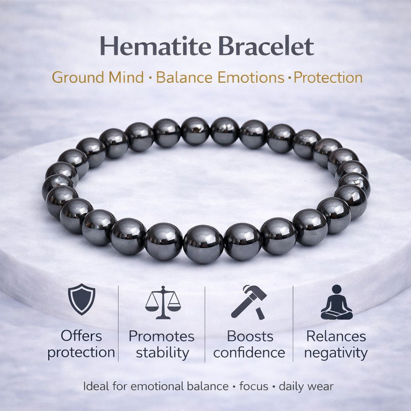 Hematite Natural Stone Bracelet for Men & Women with Authenticity certificate