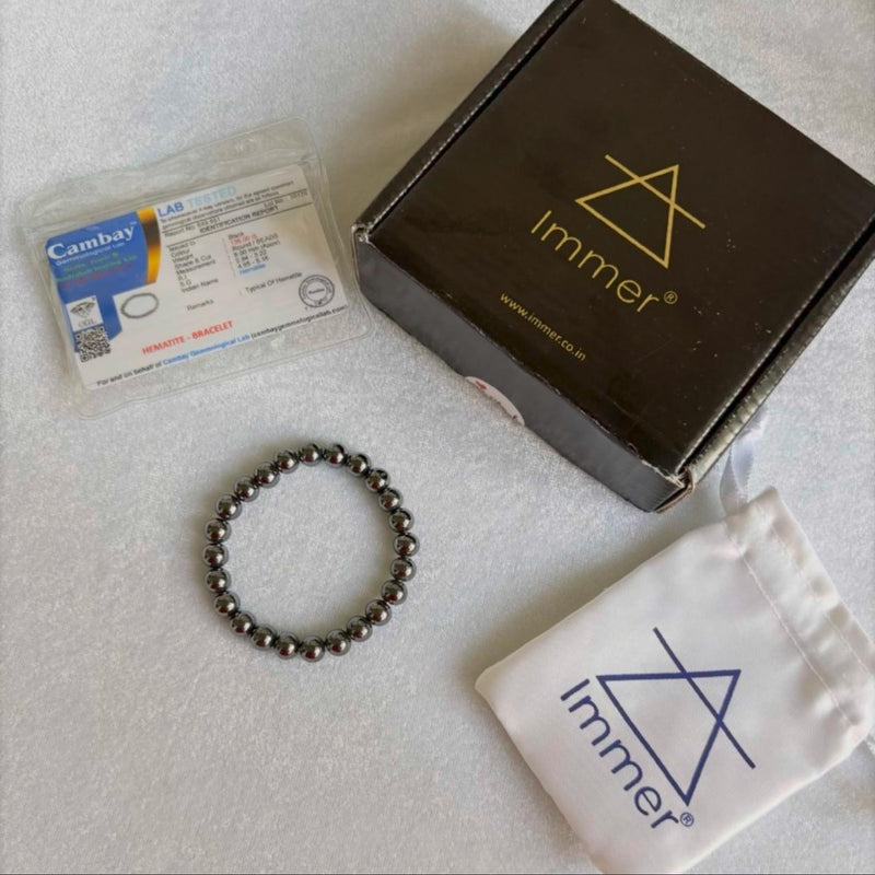 Hematite Natural Stone Bracelet for Men & Women with Authenticity certificate