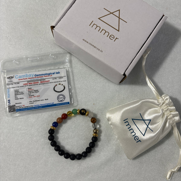 Navgrah Bracelet for Men & Women | 9 Planet Gemstone Bracelet with OM Bead with Authenticity certificate