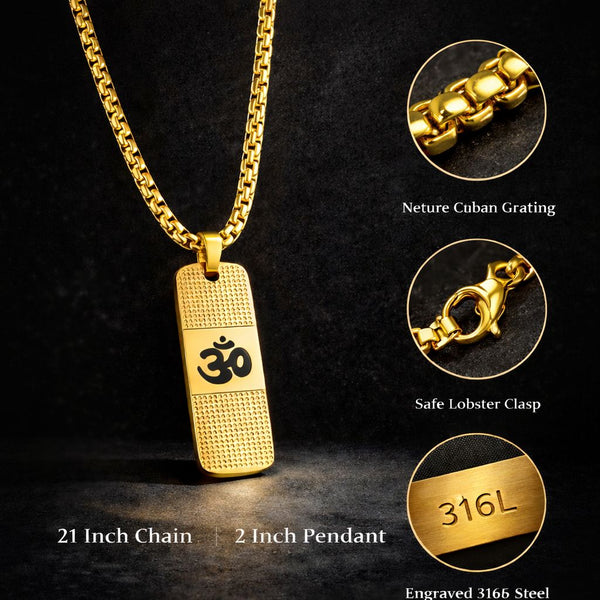 Gold Pendant for Men with OM Design