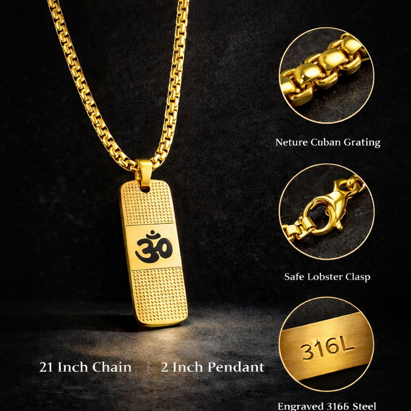Gold Pendant for Men with OM Design