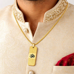 Gold Pendant for Men with OM Design