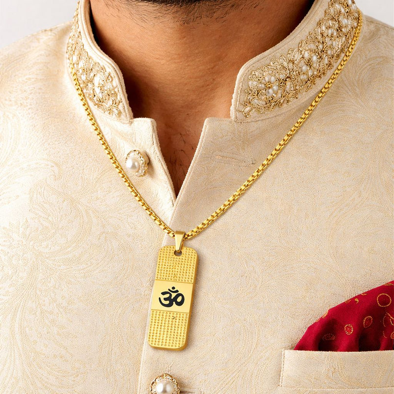 Gold Pendant for Men with OM Design