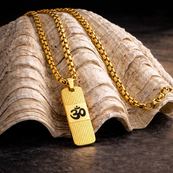 Gold Pendant for Men with OM Design