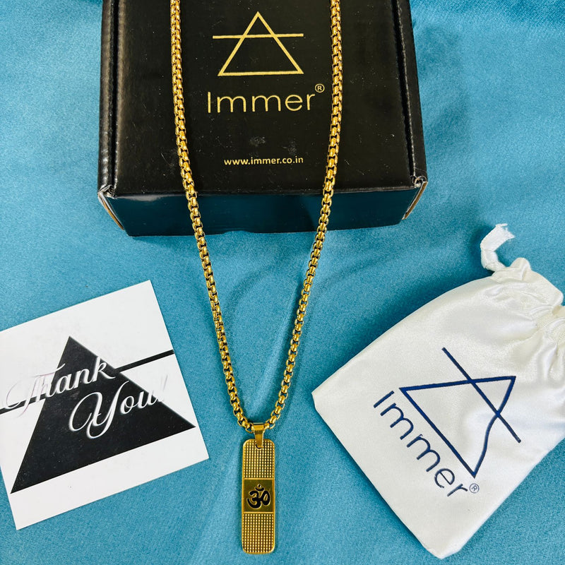 Gold Pendant for Men with OM Design