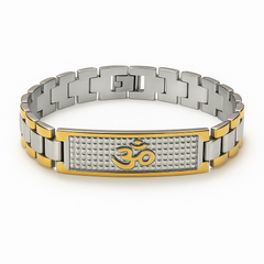 ImMen’s OM Engraved Bracelet | Dual Tone Stainless Steel Bracelet in 18K Gold Plating  | Anti-Tarnish Bracelet by IMMER