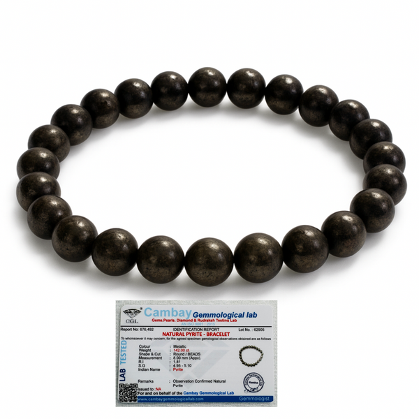 Pyrite Bracelet for Men & Women – Genuine Stone Bracelet for Wealth, Protection & Success