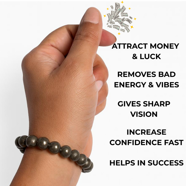 Pyrite Bracelet for Men & Women – Genuine Stone Bracelet for Wealth, Protection & Success
