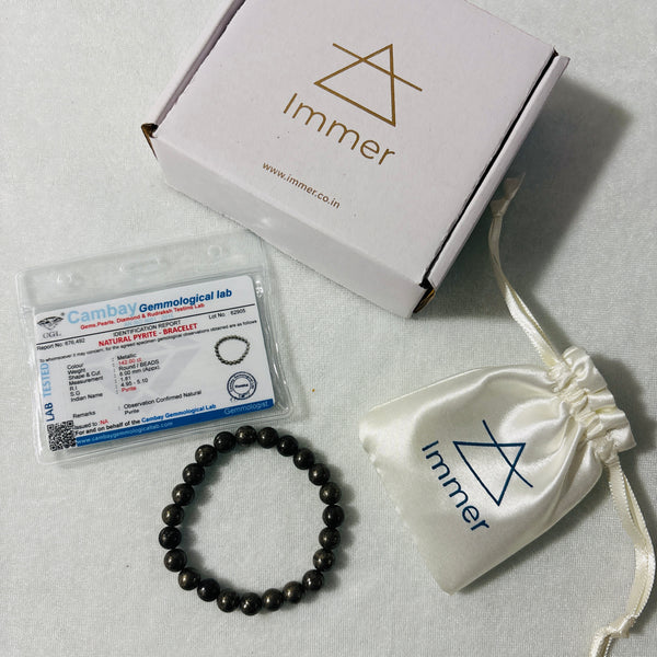 Pyrite Bracelet for Men & Women – Genuine Stone Bracelet for Wealth, Protection & Success