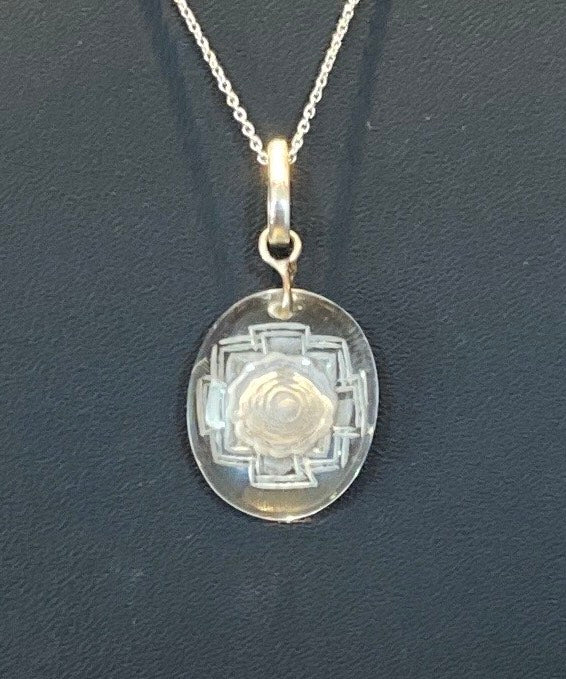 Shree Yantra Crystal Pendant in 925 Sterling Silver – Genuine & Handcrafted