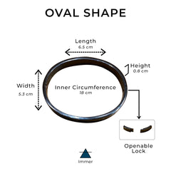 Stainless Steel Sirius Openable Oval Kada Bracelets | Bracelet for Men and Boys - Black Kada | Waterproof, Anti-tarnish, Rust-free | 8 mm Bracelets for Men