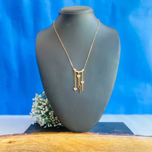 3 Hanging Heart Pendant – 18k Gold-Plated Chain with Enamel Hearts | Demi-fine & Anti tarnish