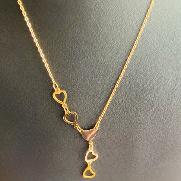 Linked Hearts Drop 18k Gold Plated Chain Necklace | Demi-fine & Anti tarnish