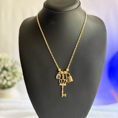Lock & Key Pendant Necklace | 18K Gold Plated, Anti-Tarnish & Waterproof